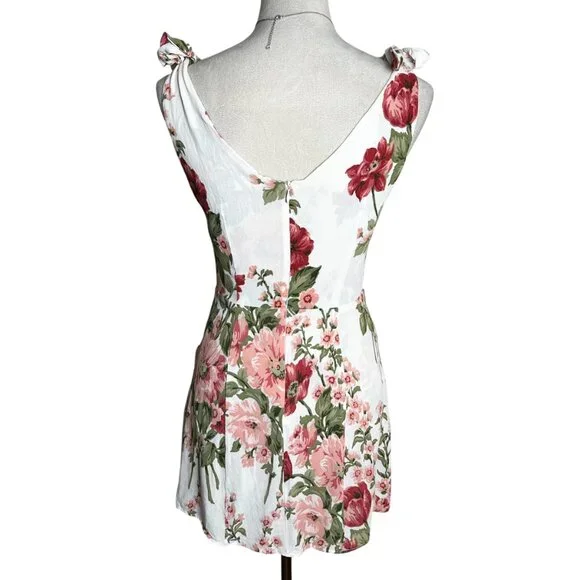 Reformation Floral Cottage Spring Mini Dress 8 | Tie Strap Garden Party Romantic - Picture 3 of 8